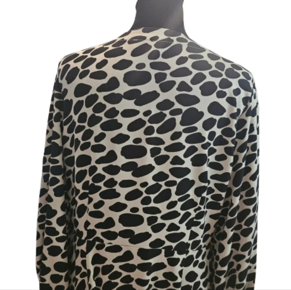 LOFT Black and Cream Leopard Print A-Line Dress - Picture 7 of 10